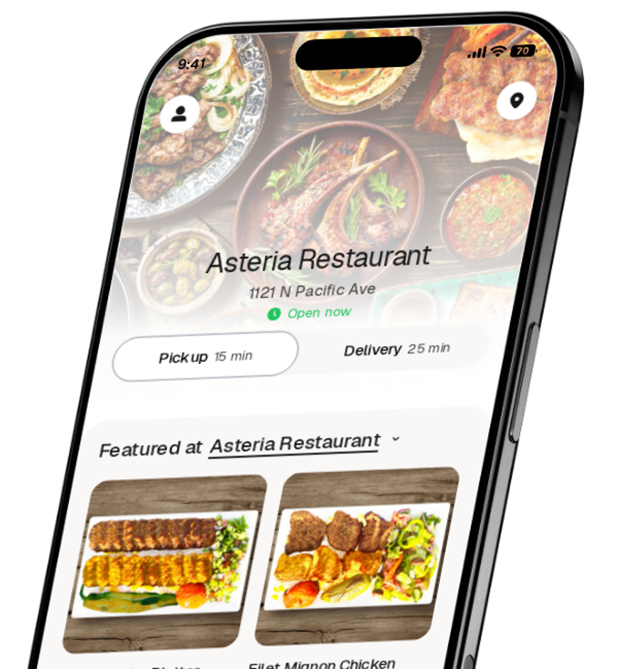 Asteria Restaurant app preview